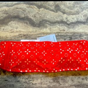 NWT J. Crew Eyelet Red Bandeau Bathing Suit Top